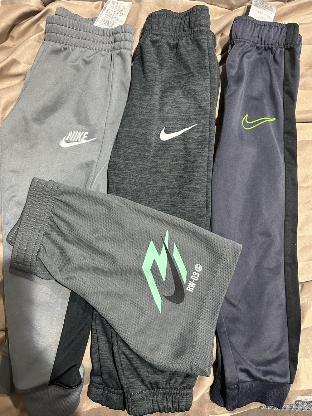 Nike Kids Grey, Charcoal & Navy Jogger Bundle with Neon Accents